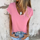 🎁Hot Sale🎁[Simple solid color | Versatile V-neck] Cap sleeve top Lightweight and soft