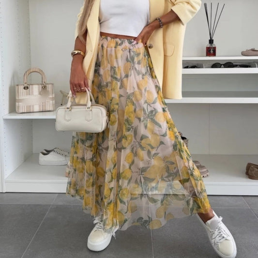 💜PROMOTION - 50%OFF💜Trendy Print Elastic Waistband Flowy Maxi Skirt
