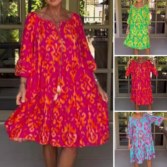 🔥 Limited time 50% off🔥Women's Loose Fit Ruffle Hem Midi Dress