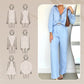 Women's Minimalist Button-Down Shirt with Matching Wide-Leg Pants Set