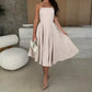 Elegant Solid Color Strapless Midi Dress