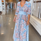 ⏳ Limited time 50% off! 💥 Ladies Elegant Printed V-Neck Long Floral Dress（The more you buy, the higher the discount）