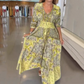 ⏳ Limited time 50% off! 💥 Ladies Elegant Printed V-Neck Long Floral Dress（The more you buy, the higher the discount）