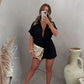 V-Neck Top & Shorts Two-Piece Set