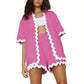 🌈2025 New-🔥White Wave Cardigan + Shorts 2-Piece Set