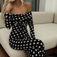 💖Limited Sale 50% OFF💖Elegant dress with polka dot pattern and bare shoulders