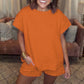 🔥Hot Sale 49% OFF💝✨Women's Solid Textured Casual Short Sleeve Top Drawstring Shorts Set