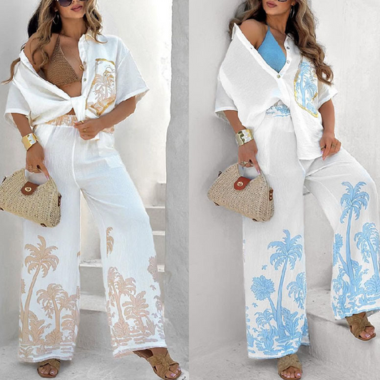 💖LAST DAY SALE 50% OFF💖Women’s Causal Flowy Shirt & Pants Set