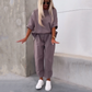 Women’s Casual Solid Short-Sleeve Tops ＆ Pants Two-Piece Set