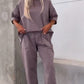 Women’s Casual Solid Short-Sleeve Tops ＆ Pants Two-Piece Set