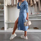 🎉Limited Sale🎉Women's Button Down Long Sleeve Denim Dress