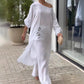 Women's Fashion Solid Color Slant Shoulder Long Top & Pants Two Piece Set