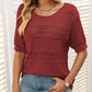 🎉This Week's Special Sale - 50% OFF✨Women's Round Neck Hollow Knit Crochet Short Sleeve Sweater