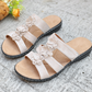 Women's Floral-Embellished Slip on Sandals
