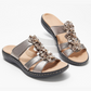 Women's Floral-Embellished Slip on Sandals