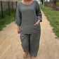 Linen Cotton Loose Casual Top & Pants Set