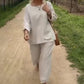Linen Cotton Loose Casual Top & Pants Set