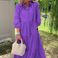 💓Limited Sale 50% Off💓 Women’s Casual Loose Fit Lapel Ankle Length Dress🌿