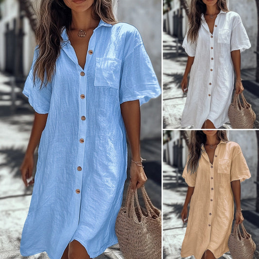 🔥Hot Sale 50% Off💥Buy 2 Get 5% Off👗Casual Cotton Linen Shirt Dress
