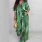 🌤️🌤️Fashionable 2-piece set with print: long-sleeved blouse and wide-leg trousers