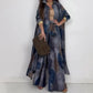🌤️🌤️Fashionable 2-piece set with print: long-sleeved blouse and wide-leg trousers