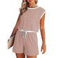 Women’s Striped Cap Sleeve Top Shorts 2-Piece Set