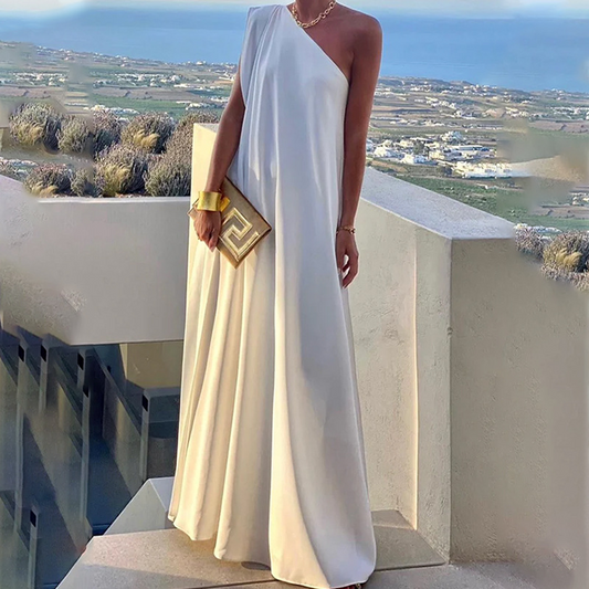Women's Elegant Asymmetrical One-Shoulder Maxi Dress