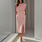 🎀 French Elegance! Slit Midi Skirt | Draped Fabric with a Slight Waist Tuck