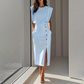 🎀 French Elegance! Slit Midi Skirt | Draped Fabric with a Slight Waist Tuck