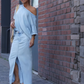 Women's Diagonal Shoulder Top with Split Denim Long Skirt