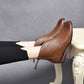 Women's Fleece-Lined PU Leather Short Boots