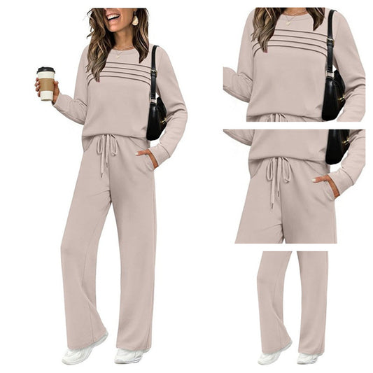🔥Last Day Promotion 49% Off🔥Your new favorite outfit! 👗✨ Women's Crew Neck Top & Drawstring Pants Set 🛋️☕