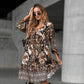 💥Limited stock available 50% OFF💥Elegant V-Neck Long-Sleeve Printed Dress