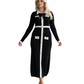 Women's Color-Block Long Sleeve Maxi Dress