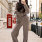 Women's V-Neck Knit Cardigan & Pants Set