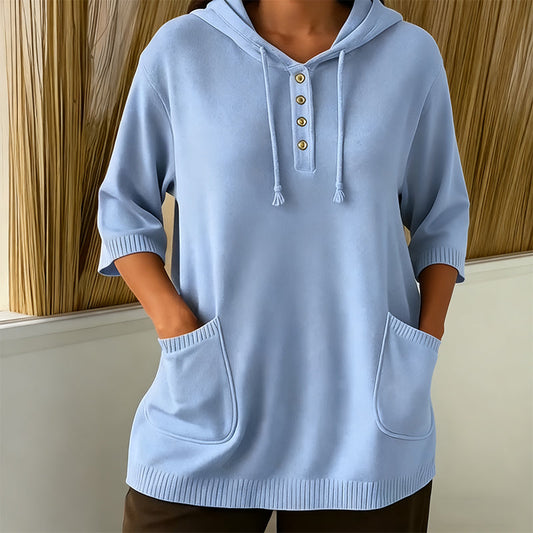 Women's Casual Hooded Solid Color Top