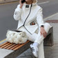 Women Casual Stand Collar Zip-up Jacket & Pants Set