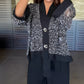 Women's V-Neck Sequin Cardigan & Wide-Leg Pants 2-Piece Set