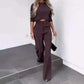 Women's Elegant Crop Top & Wide-Leg Pants Set