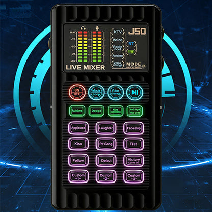 Portable Handheld Live Sound Card (Voice Changer): Multifunctional Effects + Noise Cancellation – Stream from Anywhere!
