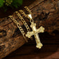 ✝️ ✨ Gold Crucifix Necklace – Detailed INRI Motif, Adjustable Figaro Chain & Hypoallergenic Finish 💛