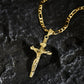 ✝️ ✨ Gold Crucifix Necklace – Detailed INRI Motif, Adjustable Figaro Chain & Hypoallergenic Finish 💛