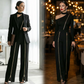 One-Shoulder Top and Dual-Zipper Detail Pants Set
