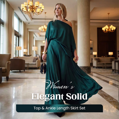 Women’s Elegant Solid Top & Ankle Length Skirt Set