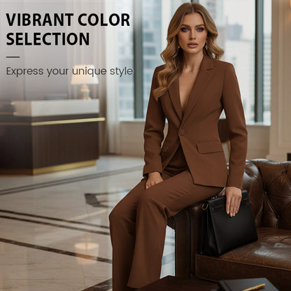Women's Elegant Blazer and Wide-Leg Pants Set
