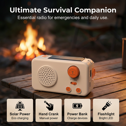 Emergency Hand Crank Solar Radio with Flashlight & Power Bank
