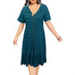 Women's Zip Front Short Sleeve Pleated Hem Dress