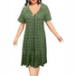 Women's Zip Front Short Sleeve Pleated Hem Dress