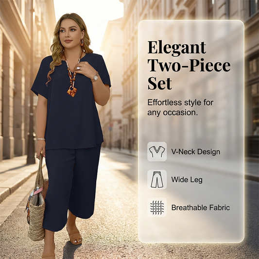 🔥💐LAST DAY SALE 70%OFF!!💕Women's Casual Short Sleeve Top & Wide Leg Pants Set