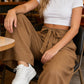 Women's High-Waist Paperbag Wide-Leg Pants